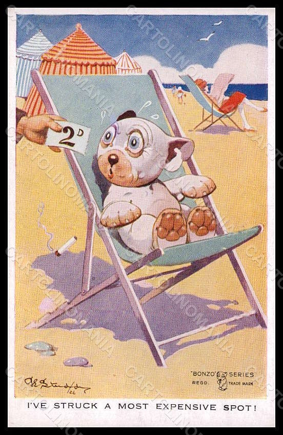 Artist Signed Studdy Bonzo Dog Sea Beach French Bulldog serie 1123 pc VK7903 – fronte