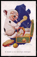 Artist Signed Studdy Bonzo Dog French Bulldog serie 2542 postcard VK7908 – fronte