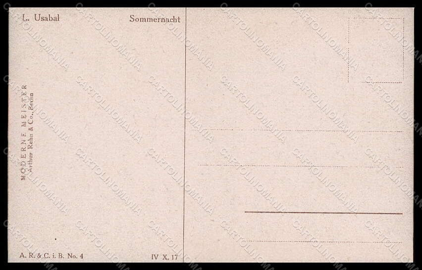 Artist Signed Usabal L. Lady Romantic Couple Sommernacht serie IV-17 pc VK7917 – retro