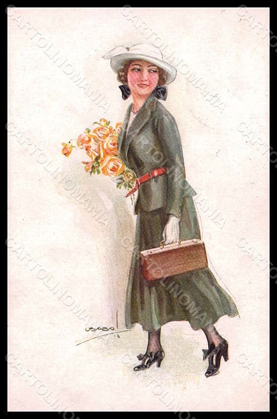 Artist Signed Usabal L. Fashion Glamour Lady serie 316-3 postcard VK7919 – fronte