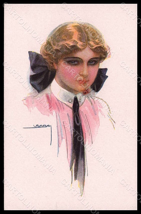 Artist Signed Usabal L. Fashion Glamour Lady serie 333-5 postcard VK7922 – fronte