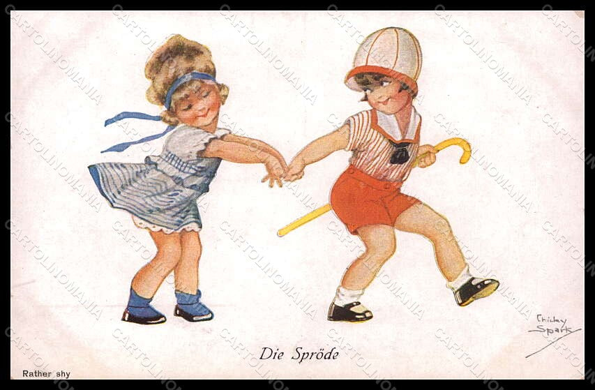 Artist Signed Spark Children Girl Rather Shy serie 616 postcard VK7926 – fronte