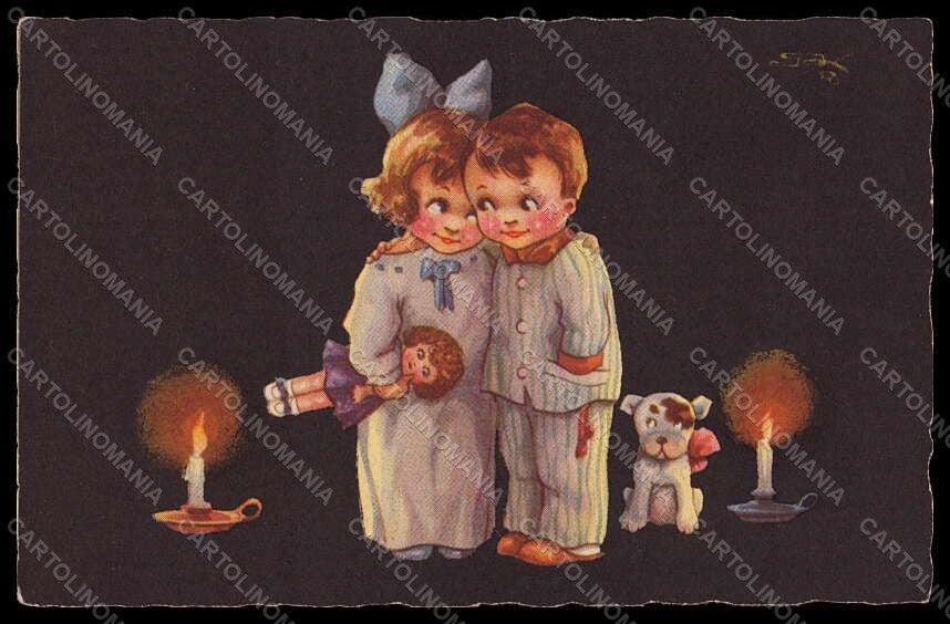 Artist Signed Sgrilli Children Doll Dog serie 1989-2 postcard VK7931 – fronte