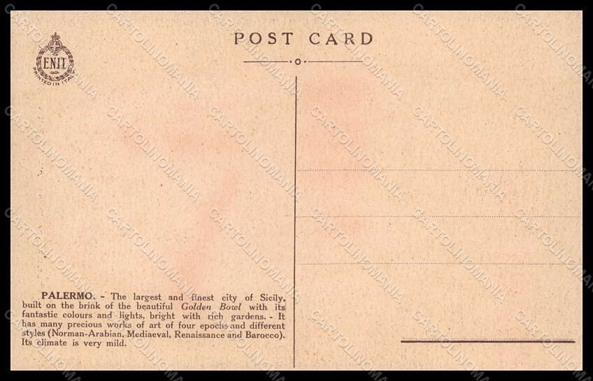 Artist Signed Palermo ENIT San Giovanni degli Eremiti postcard VK7936 – retro