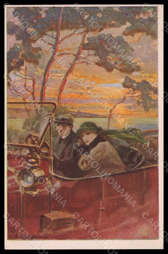 Artist Signed Balestrieri Lady Romantic Couple Car serie 312-5 postcard VK7945 – fronte