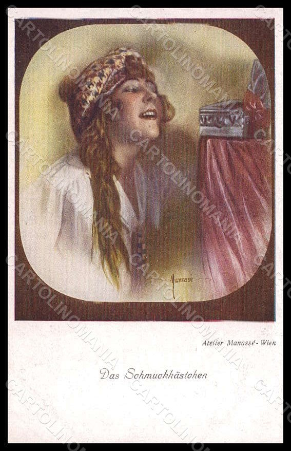 Artist Signed Manasse Glamour Lady Das Schmuckkastchen BKWI 406-5 pc VK7983 – fronte