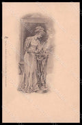 Artist Signed Brundage ? Fashion Glamour Lady Tuck serie 129-1 postcard VK7989 – fronte