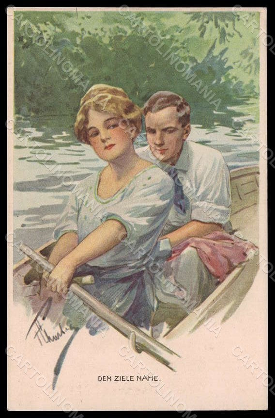Artist Signed Feiertag ? Lady Romantic Couple BKWI 535-1 postcard VK8004 – fronte