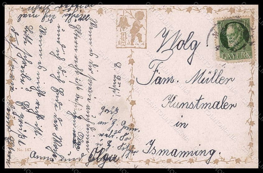 Artist Signed Ade M. Lady Man Landscape Das Wandern serie 147 postcard VK8008 – retro