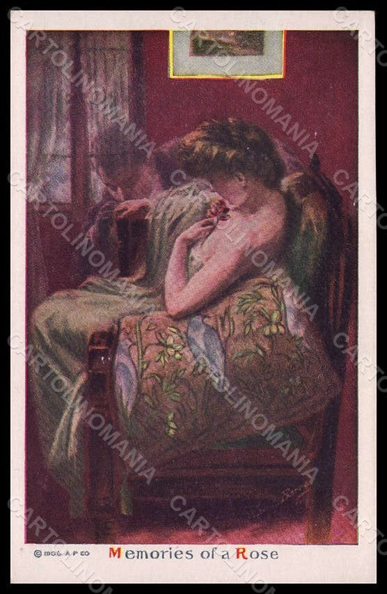 Artist Signed Fashion Lady Memories of a Rose serie 818-3 postcard VK8012 – fronte
