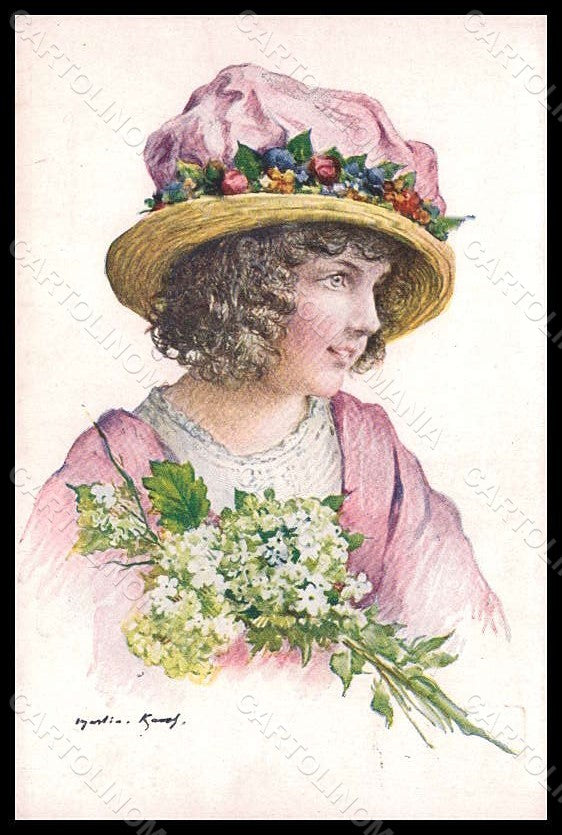 Artist Signed Kavel M. Fashion Glamour Girl Lapina serie 1260 postcard VK8019 – fronte