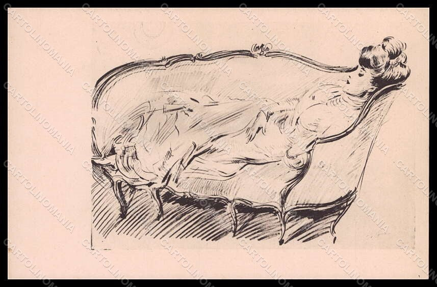 Artist Signed Helleu Lady Art Nouveau postcard VK8023 – fronte