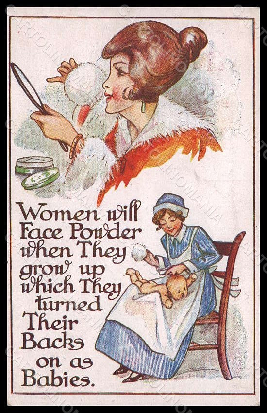 Artist Signed Glamour Lady Make up Puff Baby serie 4363 postcard VK8025 – fronte