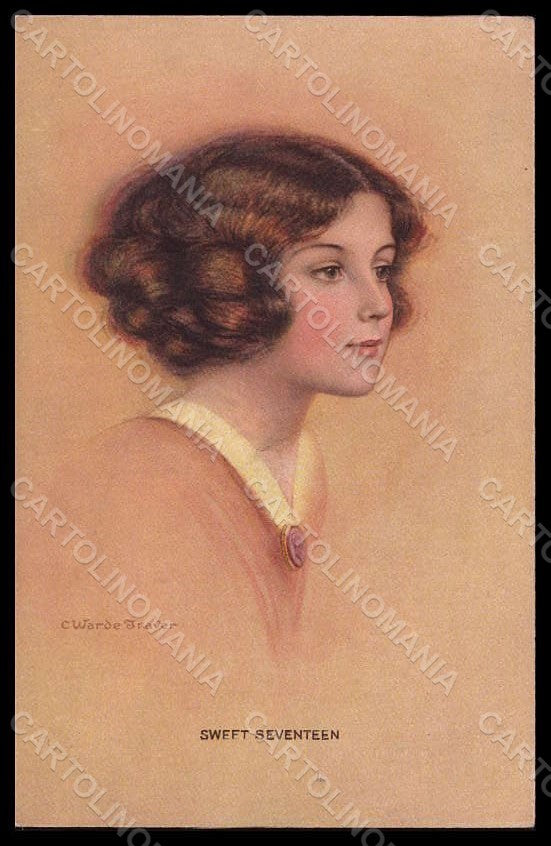Artist Signed Warde Traver Girl Sweet Seventeen serie 1218 postcard VK8049 – fronte