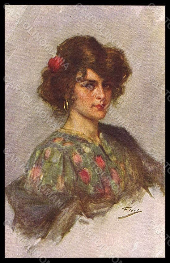 Artist Signed Fiori Fashion Glamour Lady MM Vienne 612 postcard VK8054 – fronte