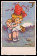 Artist Signed Sgrilli Children Snail serie 1850 postcard VK8061 – fronte