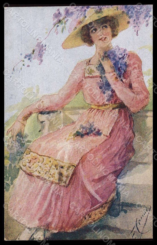 Artist Signed Cenni E. Fashion Glamour Lady serie 510-3 postcard VK8064 – fronte