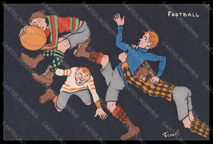 Artist Signed Fernel Football Soccer Sport Comic postcard VK8075 – fronte