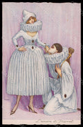 Artist Signed Guyma Colombine Lady Pierrot serie 2024-1 CREASED postcard VK8080 – fronte