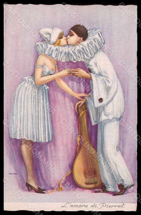 Artist Signed Guyma Colombine Lady Pierrot serie 2024-2 postcard VK8081 – fronte