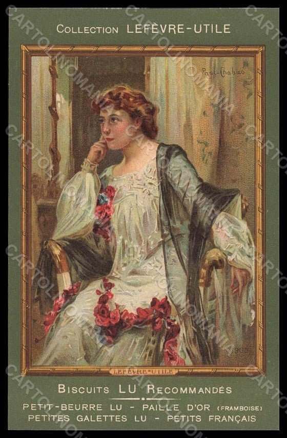 Artist Signed Chabas Lady Collection Lefevre Advertising Art Nouveau pc VK8085 – fronte