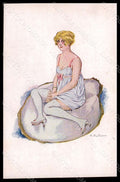 Artist Signed Fabiano F. Risque Lady A Pearl serie 2590 postcard VK8091 – fronte