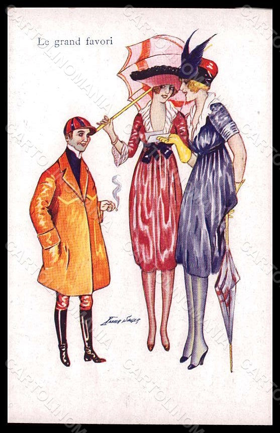 Artist Signed Sager X. Fashion Glamour Lady Equitation serie 162 postcard VK8096 – fronte