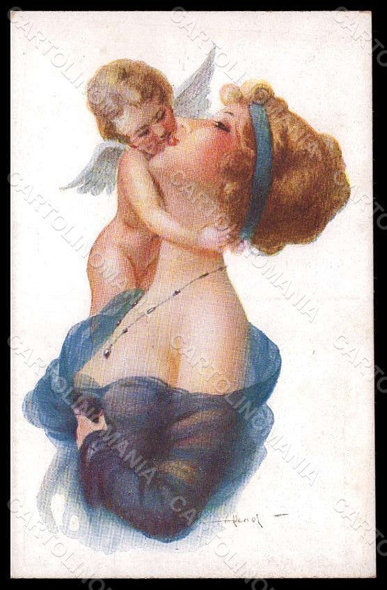 Artist Signed Penot A. Risque Lady Cupid Illusion serie 2871 postcard VK8098 – fronte