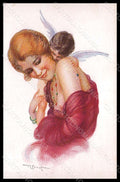 Artist Signed Penot A. Risque Lady Cupid Shudder serie 2870 postcard VK8099 – fronte