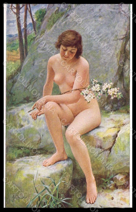 Artist Signed Chantron J. A. Risque Nude Lady Spring serie 38 postcard VK8103 – fronte