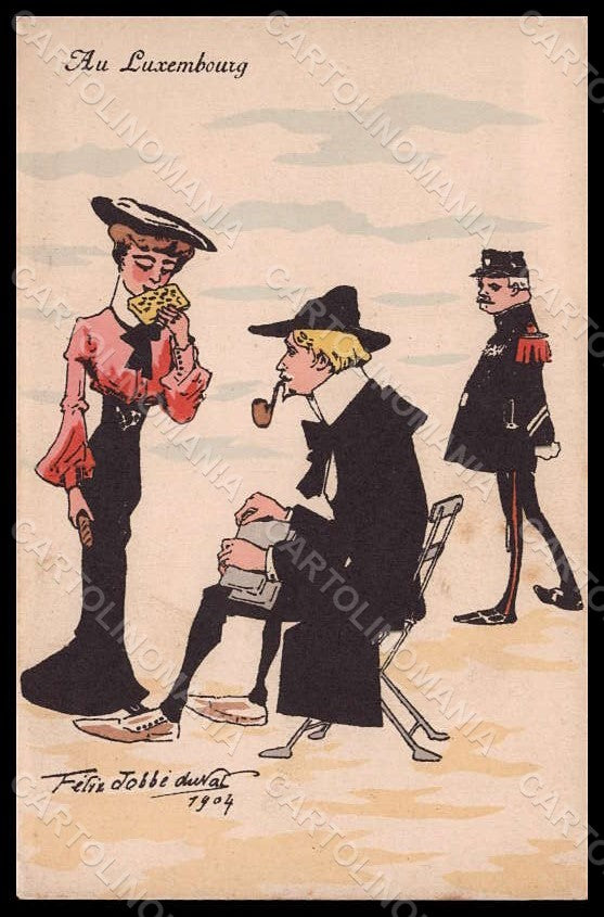 Artist Signed Duval F. J. Fashion Glamour Lady Au Luxembourg postcard VK8106 – fronte