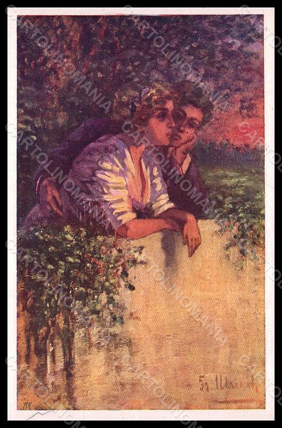 Artist Signed Ulreich Lady Romantic Couple BKWI serie 320-3 postcard VK8144 – fronte