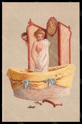 Artist Signed Geiger Lady Romantic Couple Tub postcard VK8159 – fronte
