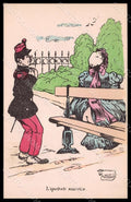 Artist Signed Mouton Lady Man Comic Opulente Nourrice postcard VK8166 – fronte