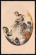 Artist Signed Hardy Glamour Lady Art Deco Rooster Cat serie 1969 postcard VK8170 – fronte