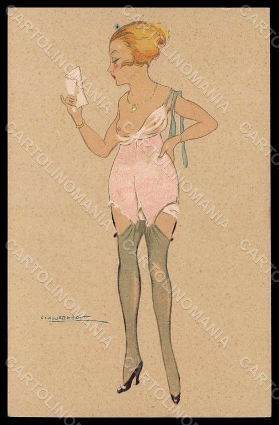 Artist Signed Calderara Fashion Glamour Lady Art Deco serie 3241-12 pc VK8180 – fronte