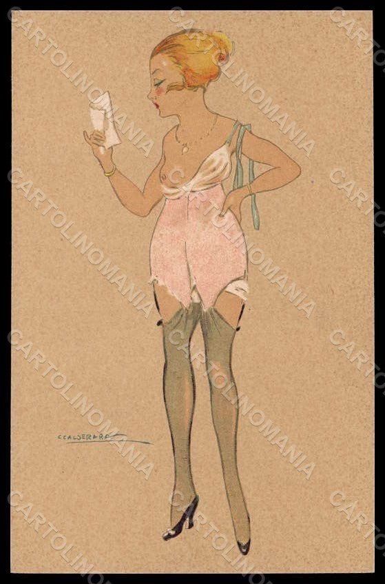Artist Signed Calderara Fashion Glamour Lady Art Deco serie 3241-12 pc VK8181 – fronte