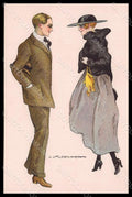 Artist Signed Calderara Glamour Lady Couple Art Deco serie 4191-6 pc VK8190 – fronte