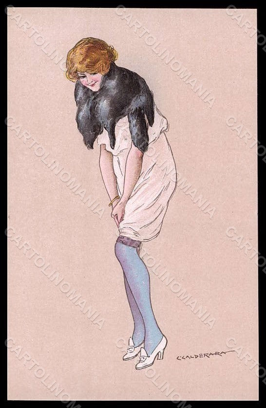 Artist Signed Calderara Glamour Risque Lady Art Deco serie 3328-4 pc VK8191 – fronte