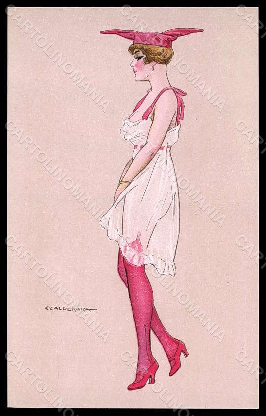Artist Signed Calderara Glamour Risque Lady Art Deco serie 3328-1 pc VK8192 – fronte