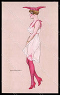 Artist Signed Calderara Glamour Risque Lady Art Deco serie 3328-1 pc VK8192 – fronte