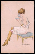 Artist Signed Calderara Glamour Risque Lady Art Deco serie 3328-3 pc VK8199 – fronte