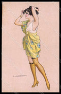 Artist Signed Calderara Glamour Risque Lady Art Deco serie 3328-1 pc VK8201 – fronte