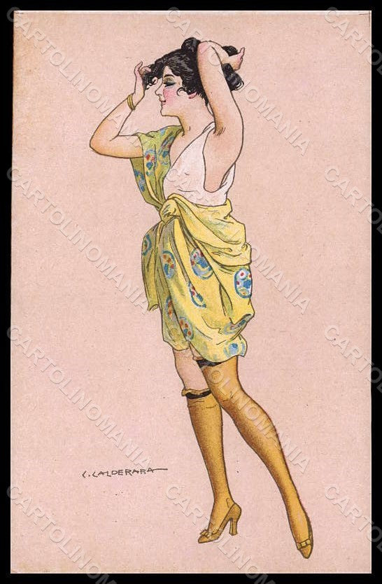 Artist Signed Calderara Glamour Risque Lady Art Deco serie 3328-1 pc VK8201 – fronte