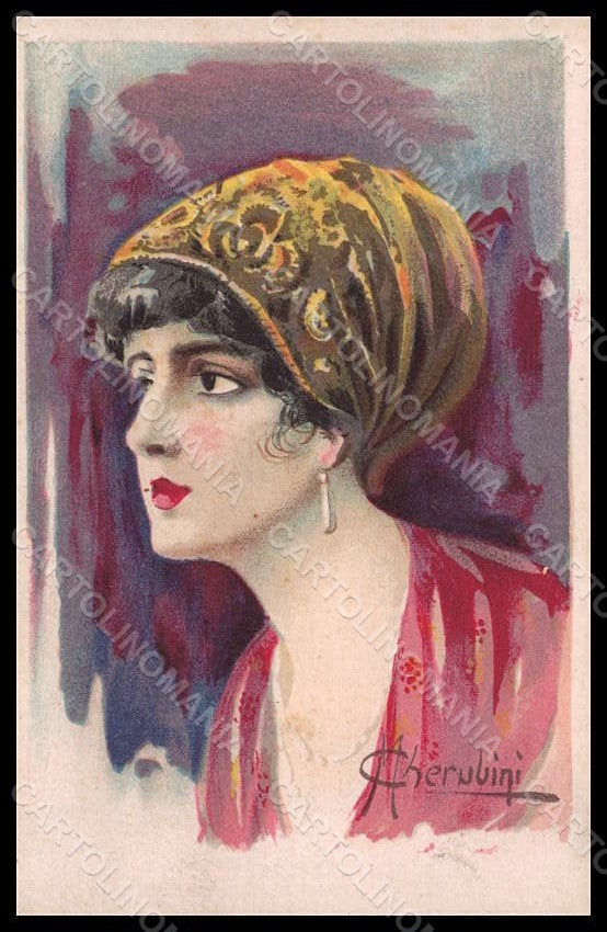 Artist Signed Cherubini Fashion Glamour Lady Art Deco serie 794-2pc VK8209 – fronte