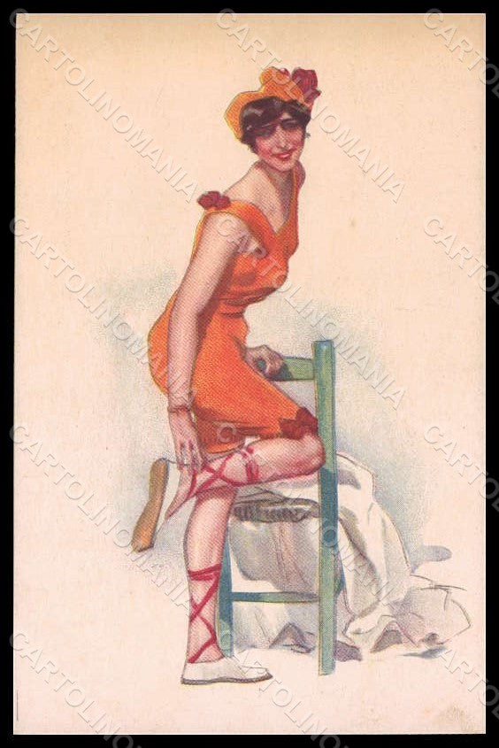 Artist Signed Metlicovitz Bathing Beauty Lady Art Deco serie 333-3 pc VK8226 – fronte