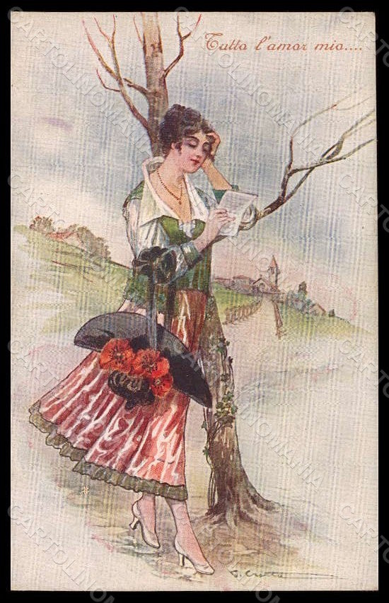 Artist Signed Crotta Fashion Glamour Lady serie 1518 postcard VK8238 – fronte