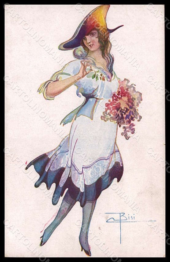Artist Signed Bisi Fashion Glamour Lady postcard VK8244 – fronte