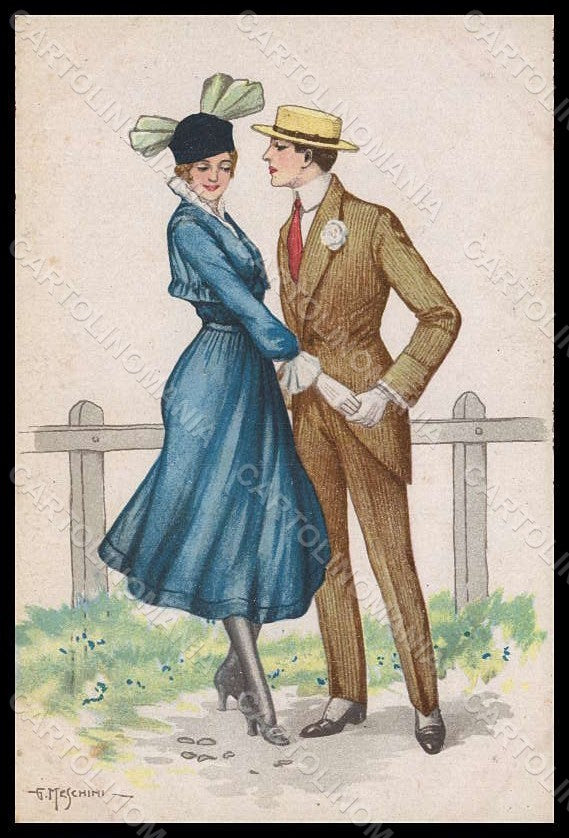Artist Signed Meschini Fashion Glamour Lady Couple serie 82 postcard VK8247 – fronte