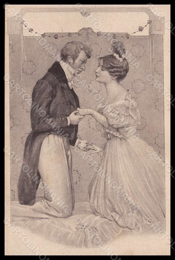 Artist Signed Schubert ? Glamour Lady Romantic Couple BKWI 490-2 postcard VK8249 – fronte